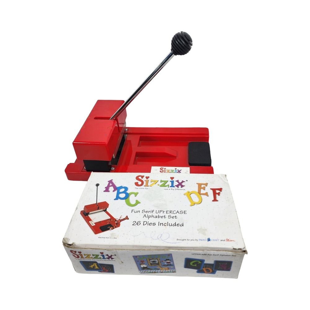 Sizzix Red Personal Die Cutting Machine with Fun Serif Uppercase Alphabet Dies